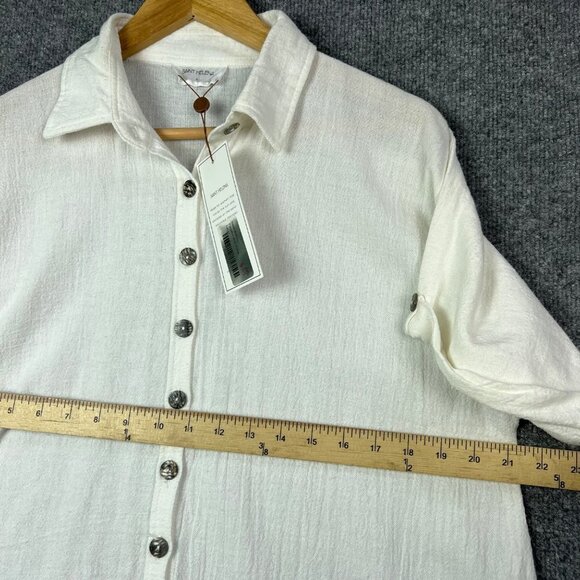 NEW Saint Helena Women's Shirt‎ Dress White Collar Button size L - Picture 5 of 9